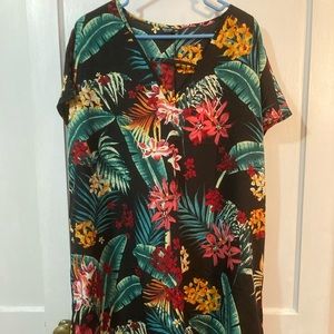 Black with tropical floral detail summer dress